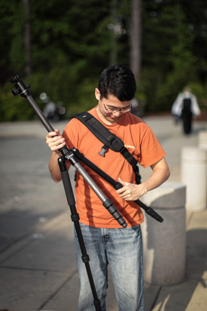 me and my camera gear and tripod